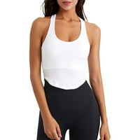 Ljetni fitness tenk vrh majica Žene Loose pamuk O-izrez bez rukava od rukava od pune boje modna žena