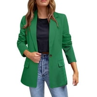 Wyongtao Womens Casual Blazers isključuju ovratnik otvoreni prednji dugi rukav uredski jakne Blazer, zeleni m
