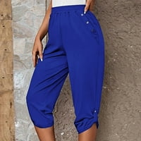 Hlače za vježbanje sa džepovima za žene Ženske ljetne kratke hlače High 7 8. teretana Blue XXXL