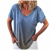 Ženske vrhove Clean $wor vrhovi za žene Ženske ležerne V-izrez Fading Boja majica kratkih rukava bluza