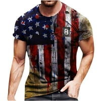 Pyju Muškarci Nezavisnosti Ispiši majicu kratkih rukava Ležerne Slim Fit Patriotska majica Crewneck