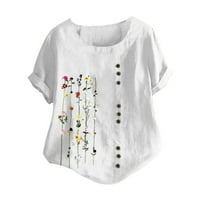 SHPWFBE Plus vrhovi veličine za žene cvjetne kratke top boemijske košulje za izvezene rukave bluza
