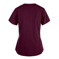 Ženski kratki rukav V-izrez V-izrez Radni džepni bluza u boji XXXXL