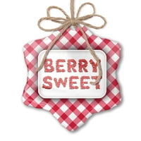 Božićni ukras Berry Sweet Strawberries Fruit Red Plaid Neonblond