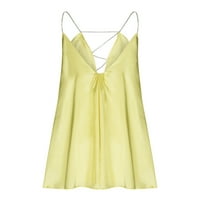 Ljetna casual haljina plus veličina haljina za plašta dubokim V-izrezom cami lagani žuti xl
