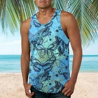 Modne majice za muškarce Ljeto 3D digitalno tiskanje majica bez rukava, plavi s