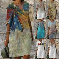 Azrijske ljetne haljine, plus veličine Ženska haljina Ženska rukava haljina modne cvijeće Odštampani