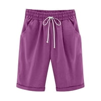 Pntutb Ženski kratki hlače, ženska ljetna čvrsta peto bodova Velike veličine pamučne pantalone casual