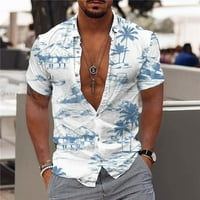Ljetne casual majice za muškarce Trendy gumb down kratki rukav tropski dropski palminski grafički majica