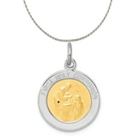 Carat u Karatsu sterling srebrni polirani finirani rodijum-pozlaćen Vermeil Holly Sandion Medal Privjesak