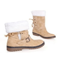 Oucaili Ženske zimske čizme snijeg krzno toplo izolirane vodootporne midi telefne cipele za cipele Yellow 9