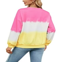 Sanviglor Women The Crew Crew Neck Majica Dugi rukav majica Ležerne prilike Sportski pulover Pink Yellow