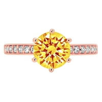 1.71ct okrugli rez žuti prirodni citir 14k ružičasti ružin zlato ugraving izjava bridalna godišnjica angažmana vjenčana prstena veličine 5,25