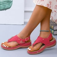 Rewentine ženske ljetne modne casual udobne sandale nagibne pete na testere sandale crvene 6