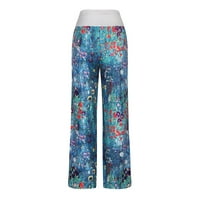 Ženske proljetne ljetne hlače s visokim strukom tiskani modni cvjetni printiraj struk široke pantalone