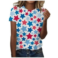 PBNBP 4. srpnja Košulje za žene Ljeto SAD zastave CrewNeck kratke majice s kratkim rukavima Ljetna ušteda za uklanjanje štednje
