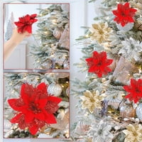 Ruanlalo Set Umjetni božićni cvijet, svijetla boja Povećava atmosferu Dekorativno realistično izgleda sjajno površinsko božićno ukrašavanje