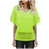 Ženske košulje Žene Modni ljetni kratki rukav Ležerne prilike od punog majica, bluza Green XXL