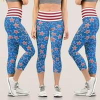 Xinqinghao Plus Veličina Yoga hlače za žene Patriotsko SAD Američka zastava Custom Print Cropped pantalone