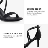 Mysoft ženski modni crni prekriženi otvoreni nožni Stiletto sandale veličine 7