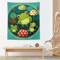 Prekrasna i osjetljiva proljetna žaba i pljusak tapiserija za tapiserija, žaba zidna ukras porodična