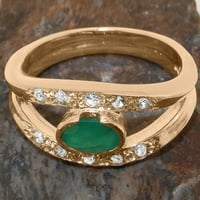 Britanska napravljena klasična 14k ruža zlata prirodna emerald & dijamantna ženska prsten - veličine