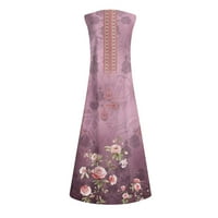 APEPAL Ljetna haljina ženska nova proljeća i ljetna modna klasična boja V-izrez za tisak bez rukava