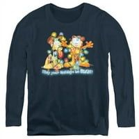 Trevco Sportska odjeća GAR314-WL- Ženska Garfield & Bright Holidays Majica s dugim rukavima, Mornarica