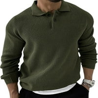 Jumper kabreze rever tops topli pleteni džemperi za mens casual pulover zimske tipke vojska zelena xl