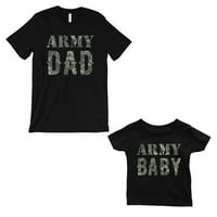Vojska tata vojske Baby tata i beba koji odgovaraju poklon majice crne slatke