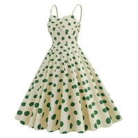HFYIHGF 1950S haljine za žene Vintage Polka Dot večer. mart rockabilly Retro V-izrez Spaghetti kaiševi