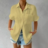 Azrijska ženska dukserica Plus Veličina, ženska puna boja labava majica s kratkim rukavima V-izrez Solid Boja košulja na vrhu čišćenja u prodaji