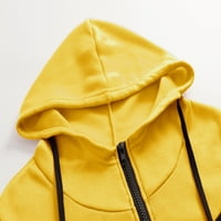 Kompleti za žensku odjeću dva komada, dvije odjeće za žene Jogging odijelo casual trenerke s kapuljačom sa kapuljačom i elastičnom pantnom vježbanjem odijelo žute