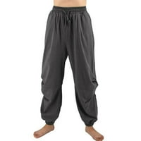 Muške pamučne posteljine harem hlače nacrtavaju ležerne pantalone lagane labave plaže joga hlače sa džepovima zelena xxxl o1004