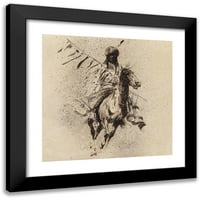 Edward Borein Crna modernog uokvirenog muzeja Art Print pod nazivom - Crow Indian Rider sa kopljem i