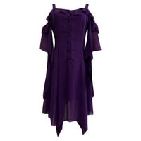 Žene plus veličina modna rosa na ramena Gotic Ruffled Sling haljina nepravilna haljina S-5XL, ljubičasta