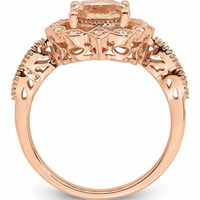 14K ružičarski zlatni morgatitni dijamantski ruši zaručni prsten napravljen u Indiji -Ječnicu slatkih