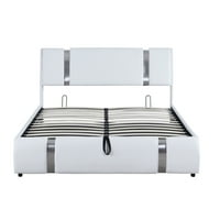 Tapacirani platform krevet sa skladišta, podignite skladištenje, drveni odvojeni krevet sa Fau kožnom