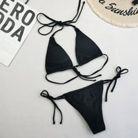 Huachen Women Sexy Print zavoj zavoj kupaći kupaći kupališta Bikini set Split kupaći kostim, crni l