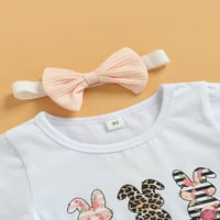 Arvbitana Toddler Girls Uskrs outfit Bunny tiskana majica vrhovi zvona za pantalone za pantalone 1-