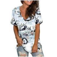 Ženske bluze Dressy Casual Ljeto V izrez kratkih rukava Majice Labavi komfej Tunnic Vintage Plus size