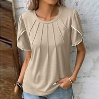 Fengqque plus veličina bluza za žene lakat duljine labavi fit bluza vrhovi okrugli vrat slobodno vrijeme