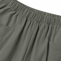 Ženske kratke hlače Ljetna casual elastična visoka struka široka noga na plaži slatke kratke hlače Ženske čvrste pamučne kratke hlače Ženske kratke hlače sa džepom, XL i vojska zelena