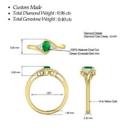 Carat 14K žuti zlatni ovalni smaragdni i okrugli dijamantni zaručni prsten za žene za žene