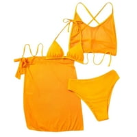Ženski bikini set modni remen zamotavanje jastuk za lampicu visoki struk čvrsti boja bikini set kupaći