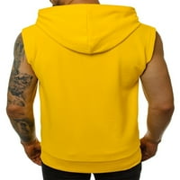 Muški casual labav fit zip-up hoodie prsluk čvrsto lagana teretana bodybuilding s kapuljačom bez rukava