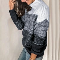 Ženski blok u boji prugasti džemper s visokim vratom, dugim rukavima pletene pulover Jumper vrhovi džemperi