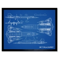 - Blackbird Habu američki avion Spy ravni plan plana ilustracija Art Print Fraimed Poster Zidni dekor