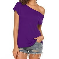 Ženski radni bluze Purple Poliester, Spande Dame Ležerne prilike za rame Solid Boja Nepravilna gornja