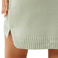 Džemper od genijeg za žene Čvrsti dugih rukava, ležerne ugodne ženske tunike s vitkim džemperima